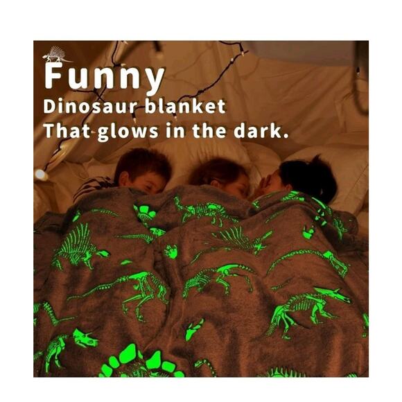 Glow in The Dark Blanket Dinosaur Throw Blanket for Boys Kids Soft Warm 60x80 - Picture 3 of 8
